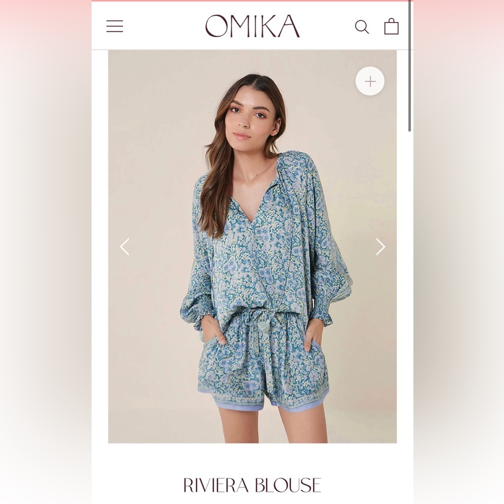 NWT OMIKA Riviera Blouse Seaglass